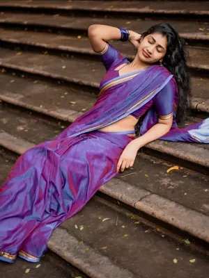 dual shaded royal blue ashwini narayanapet pure cotton saree