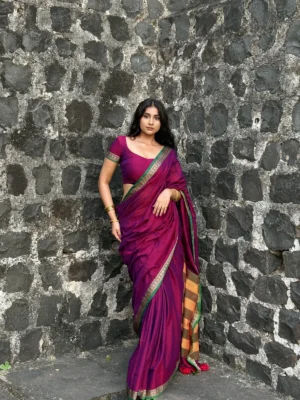 magenta shraddha narayanpet pure cotton saree