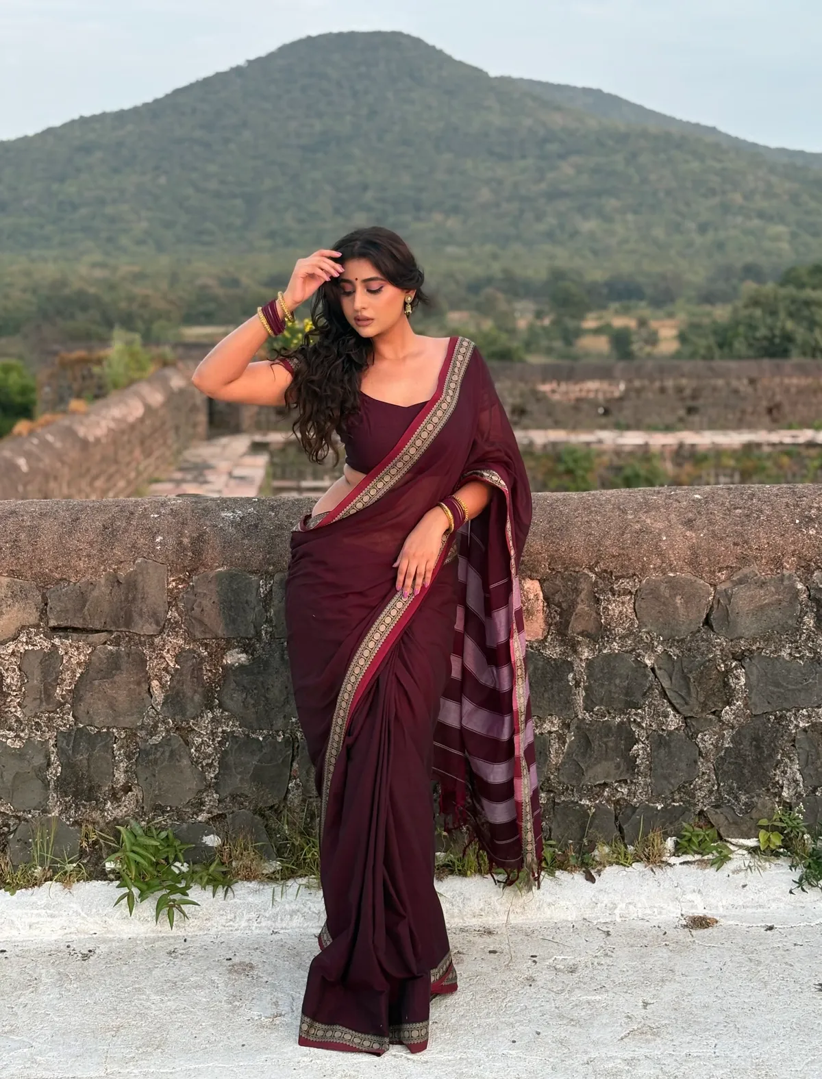 Coffee Shraddha Narayanpet Pure cotton saree - Image 2