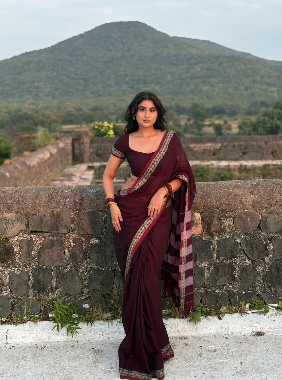Coffee Shraddha Narayanpet Pure cotton saree - Image 3