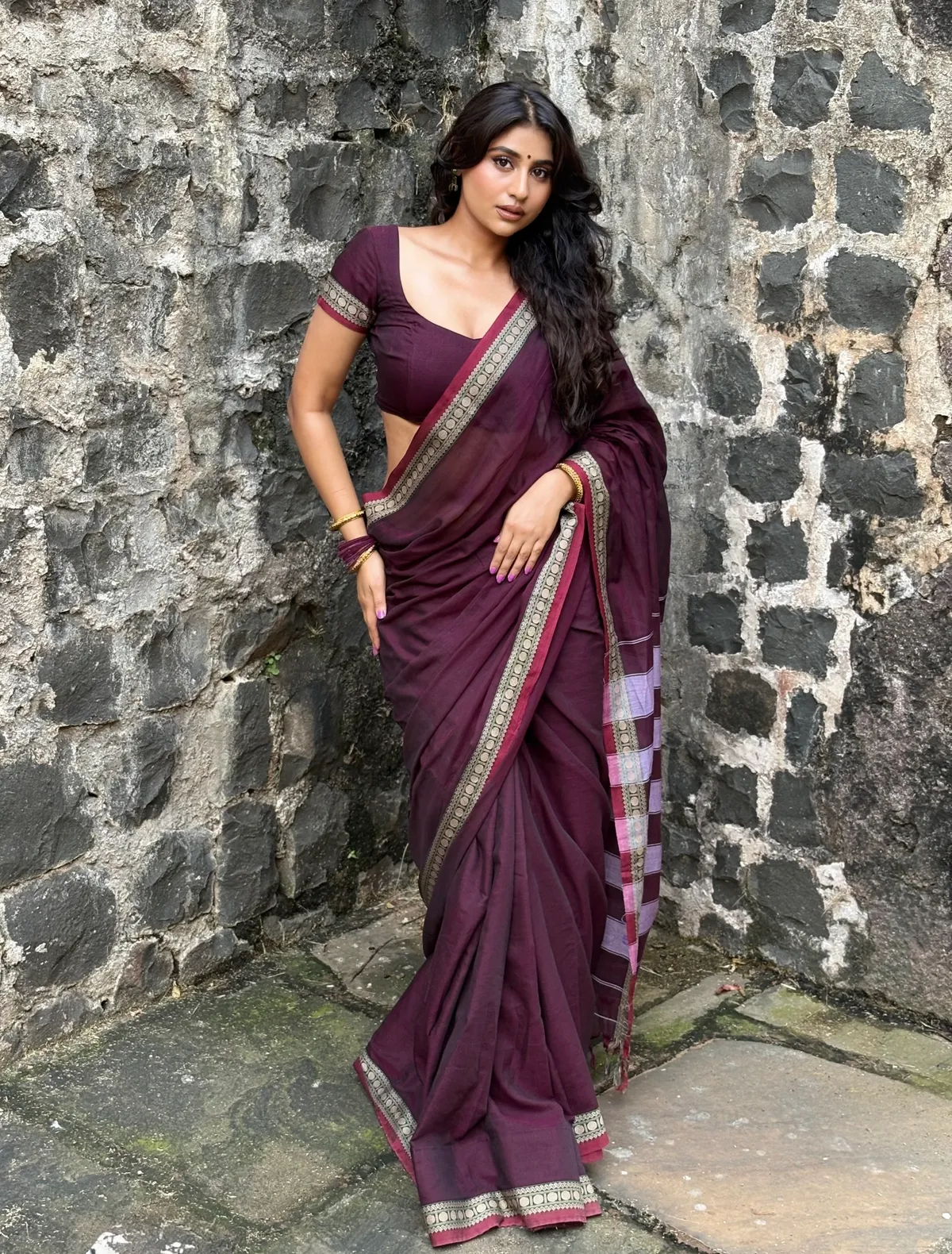 Coffee Shraddha Narayanpet Pure cotton saree - Image 5